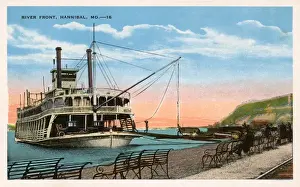 Benches Prints: River front, Hannibal, Missouri, USA