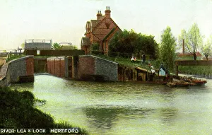Hertford Prints: River Lea and Lock, Hertford
