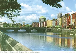 Four Prints: River Liffey, Looking towards the Four Courts Dublin