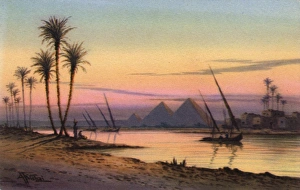 Images Dated 24th March 2017: The River Nile and the Pyramids of Giza, Cairo, Egypt