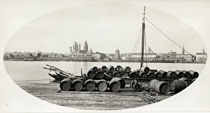 River Rhine, Germany, barrles on a ship