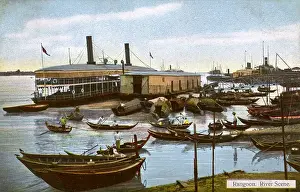 Paddlesteamer Prints: River Scene - Yangon (Rangoon) - Myanmar (Burma)