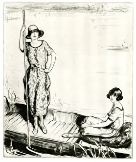 Punt Prints: On the River, two women in a punt