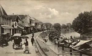 Indonesian Prints: Riverside Scene - Pegirian River, Surabaya, Java, Indonesia