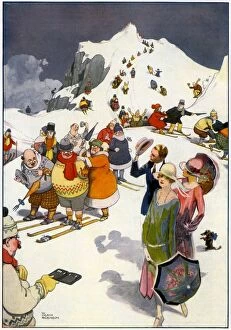 Heath Robinson Humour Collection: Riviera holiday makers on the piste