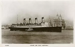 Liverpool Collection: The RMS Aquitania (Cunard Line) in the Port of Liverpool