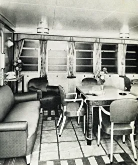 Suite Prints: RMS Caronia, Sitting Room of Suite