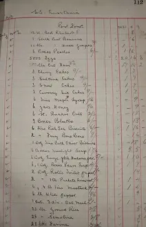 Handed Prints: RMS Lusitania - ledger listing supplies prior to sailing