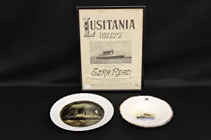 RMS Lusitania - musical score, plate and bowl