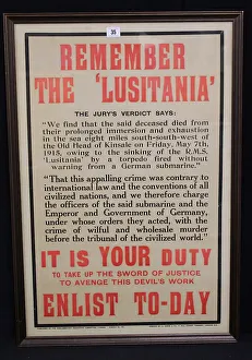 Remember Prints: RMS Lusitania - WW1 recruitment poster