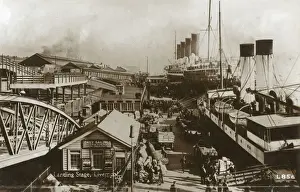 Landing Prints: RMS Mauretania in Liverpool Docks, Liverpool, England