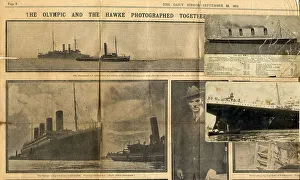 Collision Prints: RMS Olympic and HMS Hawke, Daily Mirror cuttings