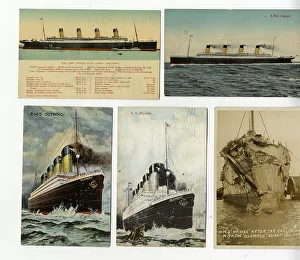 RMS Olympic - five postcards