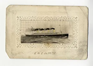 RMS Olympic - silk postcard