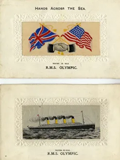 RMS Olympic - two silk postcards