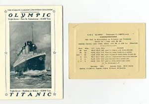 Maiden Prints: RMS Olympic and Titanic promotional image, log card