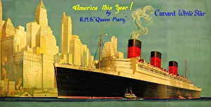 Images Dated 27th March 2020: RMS Queen Mary - giant poster