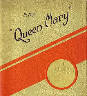 RMS Queen Mary - gilt cover promotional brochure