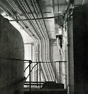 Cables Prints: RMS Queen Mary, miles of protected cabling