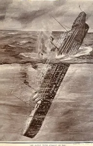 Post Disaster Prints: RMS Titanic - annotated diagram of sinking