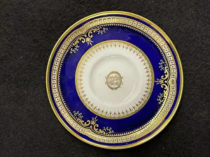Gilt Prints: RMS Titanic cobalt blue and gilt saucerOSNC Spode