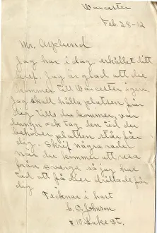 Carl Collection: RMS Titanic - letter to Carl Asplund, victim