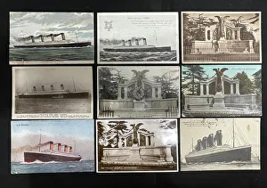 RMS Titanic and Olympic, nine postcards