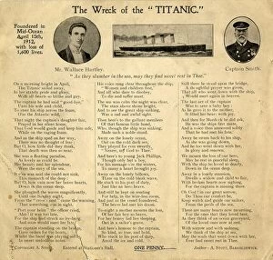 Verse Collection: RMS Titanic - postcard, Wallace Hartley, Captain Smith