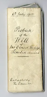 RMS Titanic - Probate of the Will, Ernest Tomlin, victim