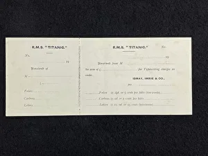 Typed Prints: RMS Titanic, receiptand stub
