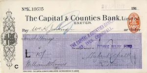 Jenkins Prints: RMS Titanic - Relief Fund cheque, Mrs K Jenkins
