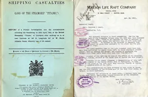 RMS Titanic - Shipping Casualties report and letter