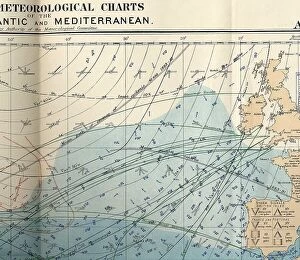 Month Collection: RMS Titanic - shipping chart of North Atlantic