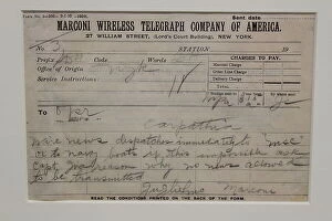 Admitted Collection: RMS Titanic - telegram from Marconi to Carpathia