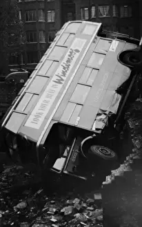 Accident Prints: Road accident involving a bus, Elgin Avenue, London