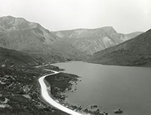 Road by a lake, Snowdonia National Park, North Wales