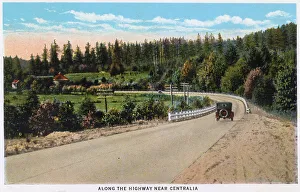 Highway Prints: Road near Centralia, Washington, Pacific Highway, USA Date: 1929