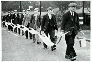 Black Out Prints: Road painters carrying broken white line stencil, Sept 1939