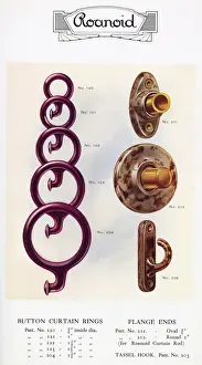 Screw Prints: Roanoid bakelite curtain rings, flange ends and tassel hook