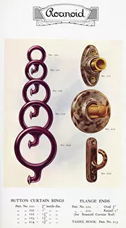 Hooks Gallery: Roanoid bakelite curtain rings, flange ends and tassel hook