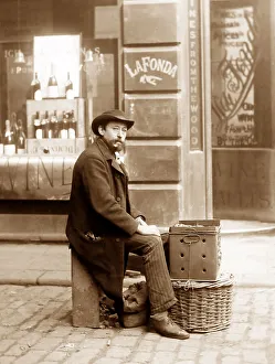 A roast chestnut seller, Victorian period