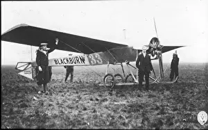 Robert Blackburn beside the Type B monoplane racing number