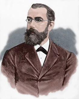 Robert Koch (1843-1910). Engraving. Colored