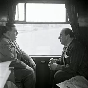 Images Dated 2nd September 2016: Robert Morley and Michael North on a train