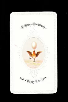 Acrobatics Gallery: Robin with egg on a Christmas and New Year card