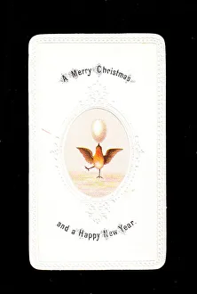 Acrobatics Gallery: Robin with egg on a Christmas and New Year card