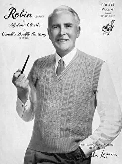 Images Dated 6th December 2011: Robin knitting pattern featuring old chap with pipe