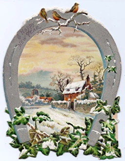 Robin with Winter Scene