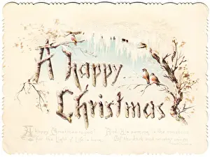 Icicles Prints: Robins in the ice and snow on a Christmas card