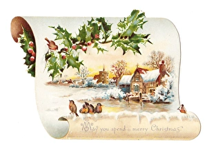 Robin with Winter Scene